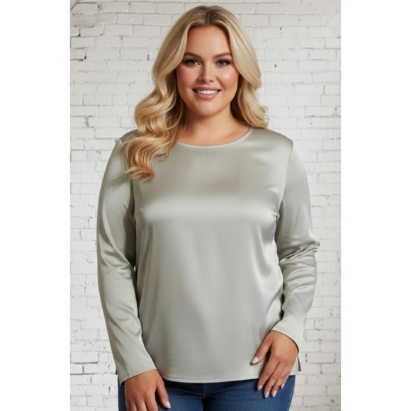 Zara Tops - Zara Long Sleeve Satin Blouse Champagne Size XL